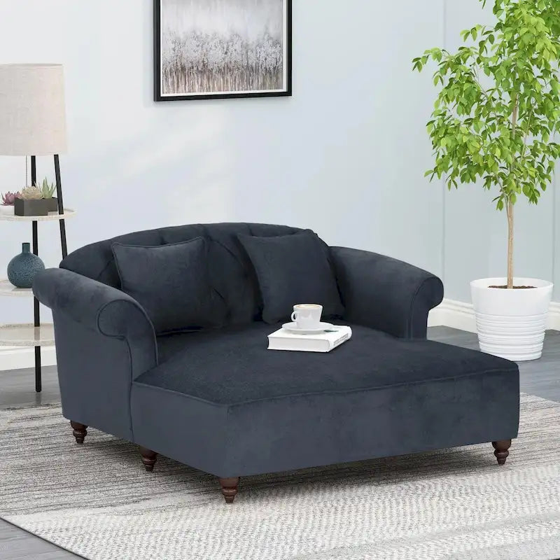 66-Inch Upholstered Loveseat Chaise Lounge Chair with Birch Legs