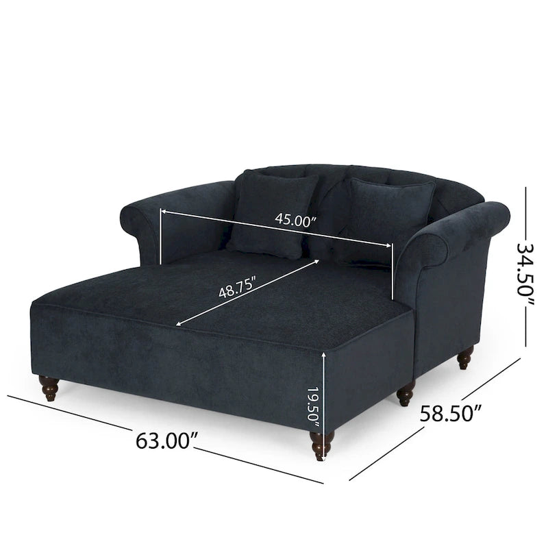 66-Inch Upholstered Loveseat Chaise Lounge Chair with Birch Legs