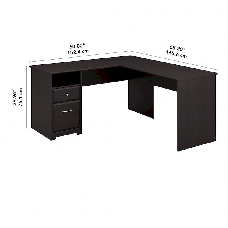 60W L-Desk with Hutch and Drawers