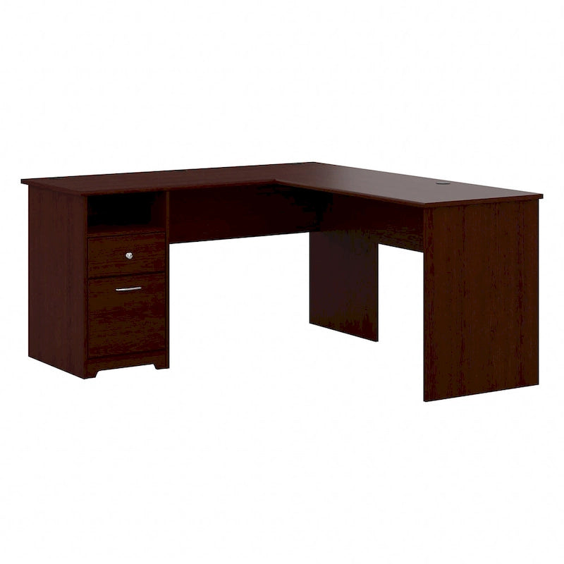 60W L-Desk with Hutch and Drawers