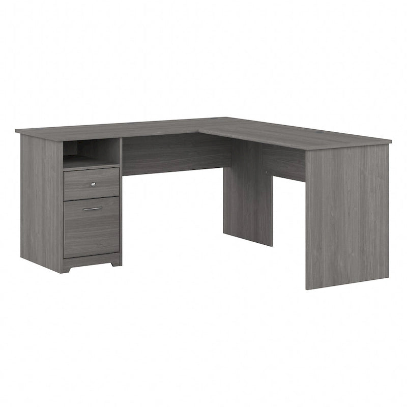 60W L-Desk with Hutch and Drawers