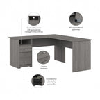 60W L-Desk with Hutch and Drawers
