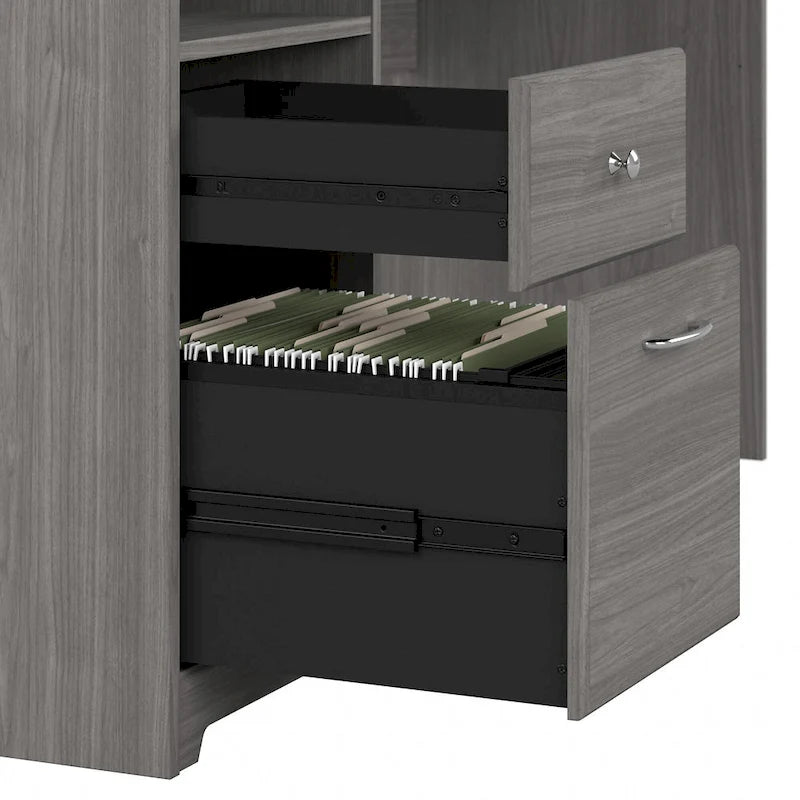 60W L-Desk with Hutch and Drawers