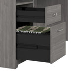 60W L-Desk with Hutch and Drawers