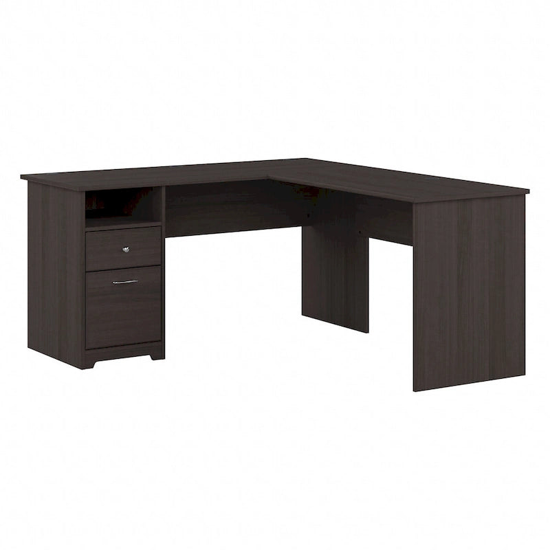 60W L-Desk with Hutch and Drawers