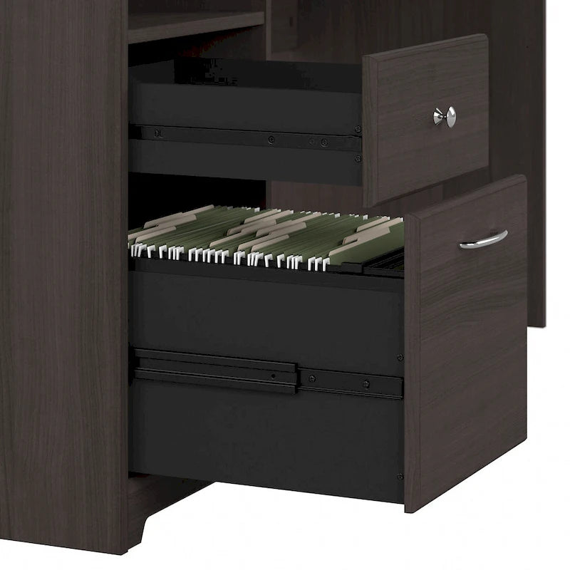 60W L-Desk with Hutch and Drawers