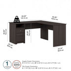 60W L-Desk with Hutch and Drawers