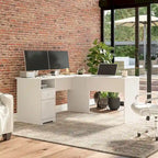 60W L-Desk with Hutch and Drawers