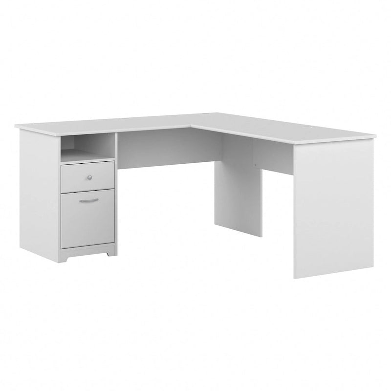 60W L-Desk with Hutch and Drawers