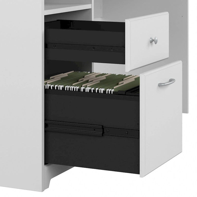 60W L-Desk with Hutch and Drawers