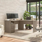 60W L-Desk with Hutch and Drawers