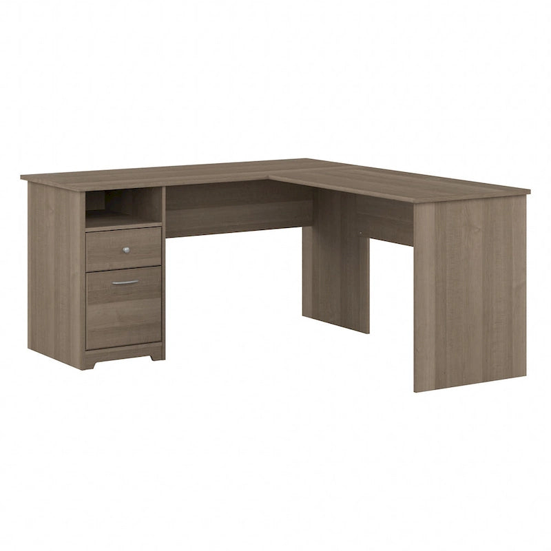 60W L-Desk with Hutch and Drawers