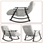 Modern Classic Fabric Upholstered Rocking Chair with Storage Pocket
