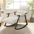 Modern Classic Fabric Upholstered Rocking Chair with Storage Pocket