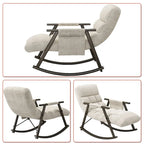 Modern Classic Fabric Upholstered Rocking Chair with Storage Pocket