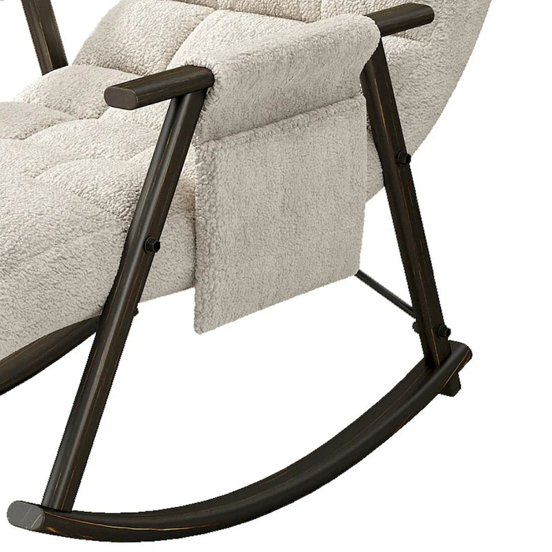 Modern Classic Fabric Upholstered Rocking Chair with Storage Pocket