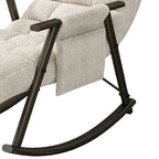 Modern Classic Fabric Upholstered Rocking Chair with Storage Pocket