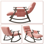 Modern Classic Fabric Upholstered Rocking Chair with Storage Pocket