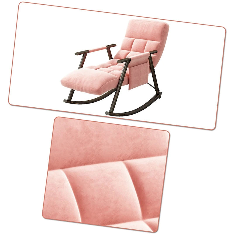 Modern Classic Fabric Upholstered Rocking Chair with Storage Pocket