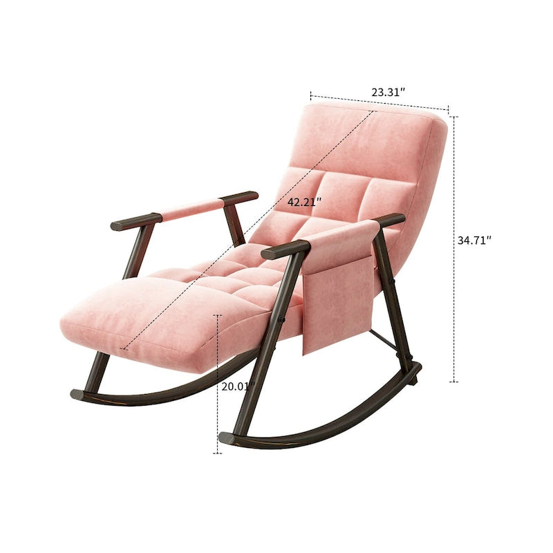 Modern Classic Fabric Upholstered Rocking Chair with Storage Pocket