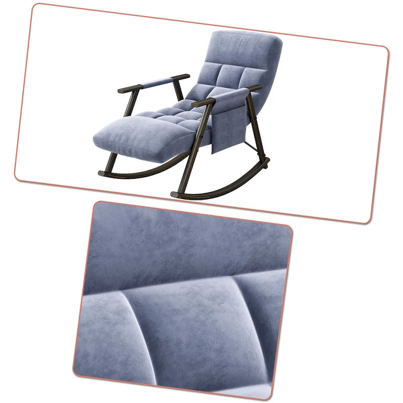 Modern Classic Fabric Upholstered Rocking Chair with Storage Pocket