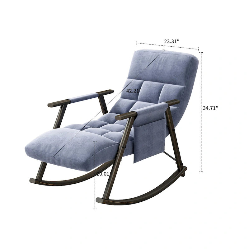 Modern Classic Fabric Upholstered Rocking Chair with Storage Pocket