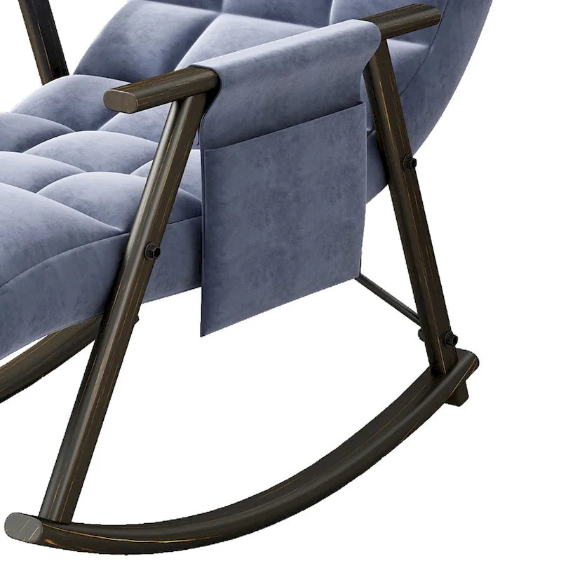 Modern Classic Fabric Upholstered Rocking Chair with Storage Pocket