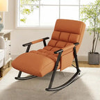 Modern Classic Fabric Upholstered Rocking Chair with Storage Pocket