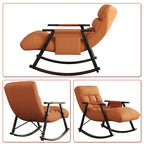 Modern Classic Fabric Upholstered Rocking Chair with Storage Pocket