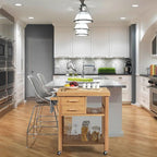 Bamboo Kitchen Island Trolley Cart with Drawers and Tower Rack