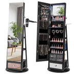 Swivel Jewelry Cabinet w/ Mirror Jewelry Storage Organizer