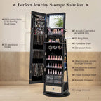 Swivel Jewelry Cabinet w/ Mirror Jewelry Storage Organizer