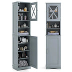 67-Inch Tall Freestanding Bathroom Storage Cabinet with 5 Adjustable Shelves