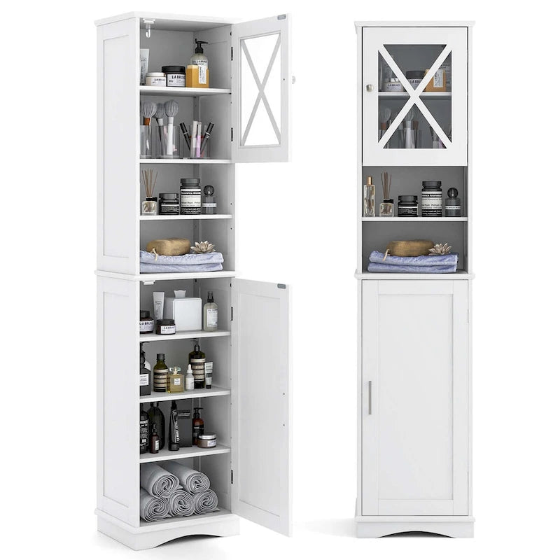 67-Inch Tall Freestanding Bathroom Storage Cabinet with 5 Adjustable Shelves