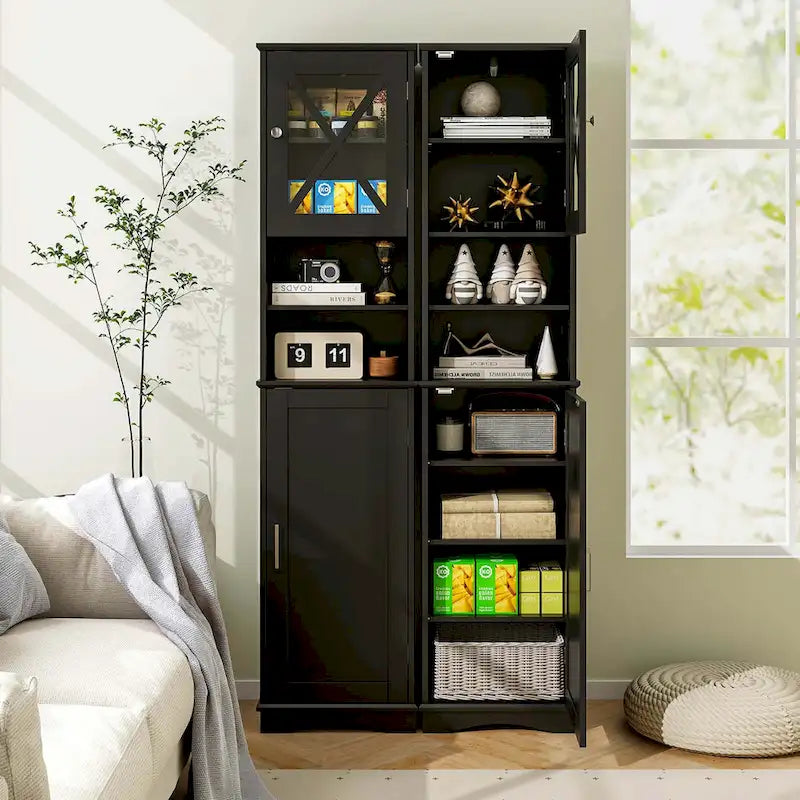 67-Inch Tall Freestanding Bathroom Storage Cabinet with 5 Adjustable Shelves