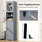 67-Inch Tall Freestanding Bathroom Storage Cabinet with 5 Adjustable Shelves