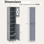 67-Inch Tall Freestanding Bathroom Storage Cabinet with 5 Adjustable Shelves