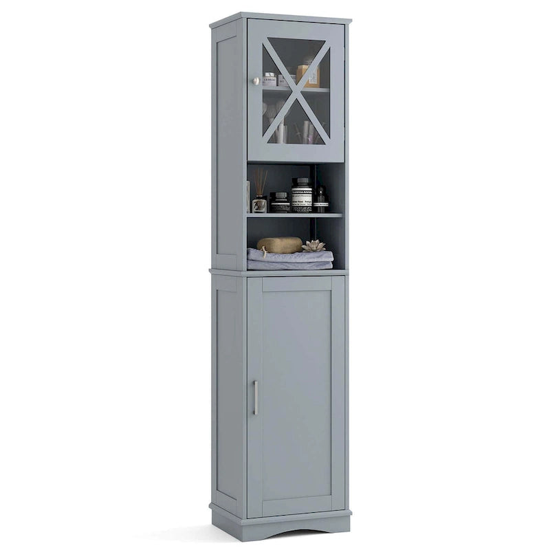 67-Inch Tall Freestanding Bathroom Storage Cabinet with 5 Adjustable Shelves