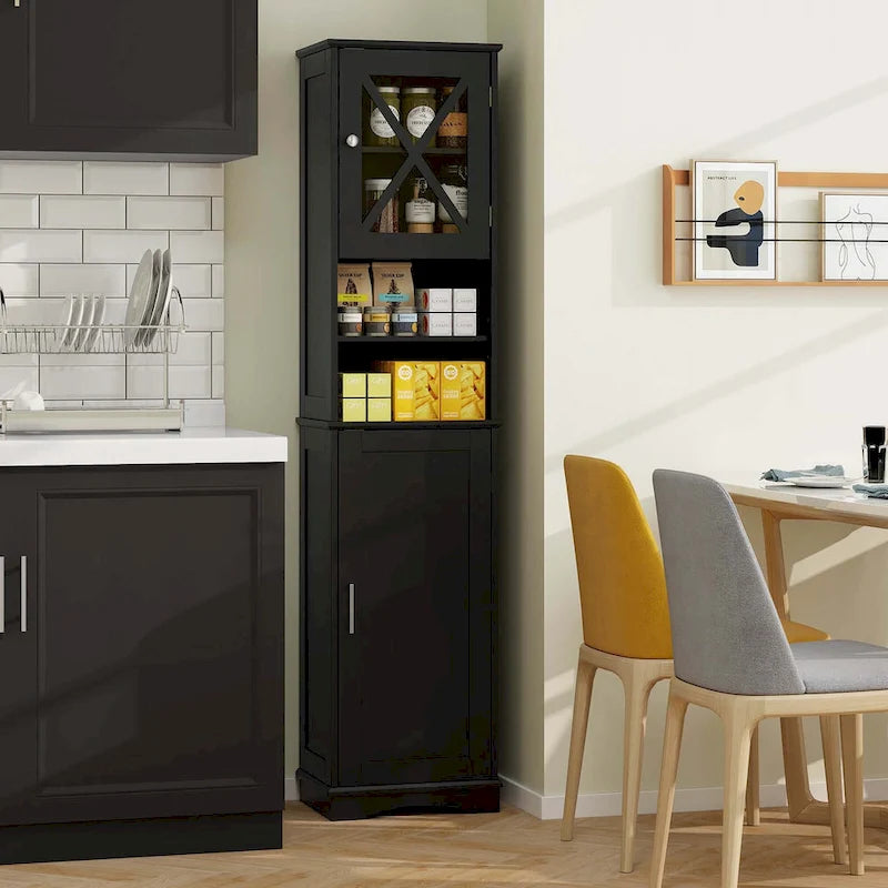 67-Inch Tall Freestanding Bathroom Storage Cabinet with 5 Adjustable Shelves