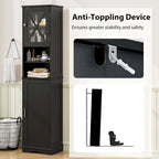 67-Inch Tall Freestanding Bathroom Storage Cabinet with 5 Adjustable Shelves
