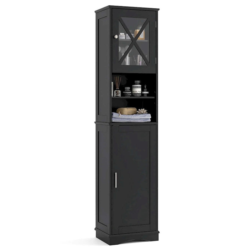 67-Inch Tall Freestanding Bathroom Storage Cabinet with 5 Adjustable Shelves