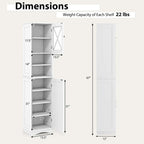 67-Inch Tall Freestanding Bathroom Storage Cabinet with 5 Adjustable Shelves