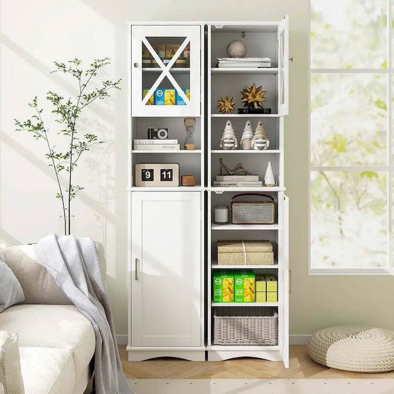 67-Inch Tall Freestanding Bathroom Storage Cabinet with 5 Adjustable Shelves