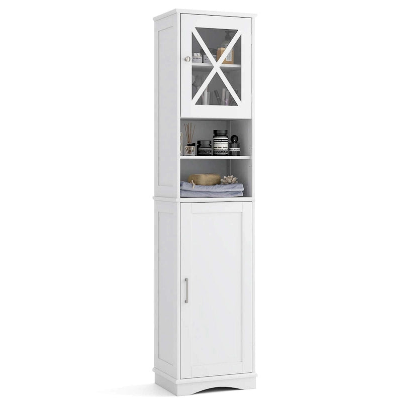 67-Inch Tall Freestanding Bathroom Storage Cabinet with 5 Adjustable Shelves