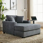 Oversized Chaise Lounger Modern Sofa Couch with Pillows, Charge Station & Cup Holders