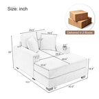 Oversized Chaise Lounger Modern Sofa Couch with Pillows, Charge Station & Cup Holders