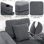 Oversized Chaise Lounger Modern Sofa Couch with Pillows, Charge Station & Cup Holders
