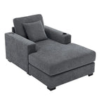 Oversized Chaise Lounger Modern Sofa Couch with Pillows, Charge Station & Cup Holders