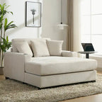 Oversized Chaise Lounger Modern Sofa Couch with Pillows, Charge Station & Cup Holders