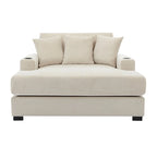 Oversized Chaise Lounger Modern Sofa Couch with Pillows, Charge Station & Cup Holders
